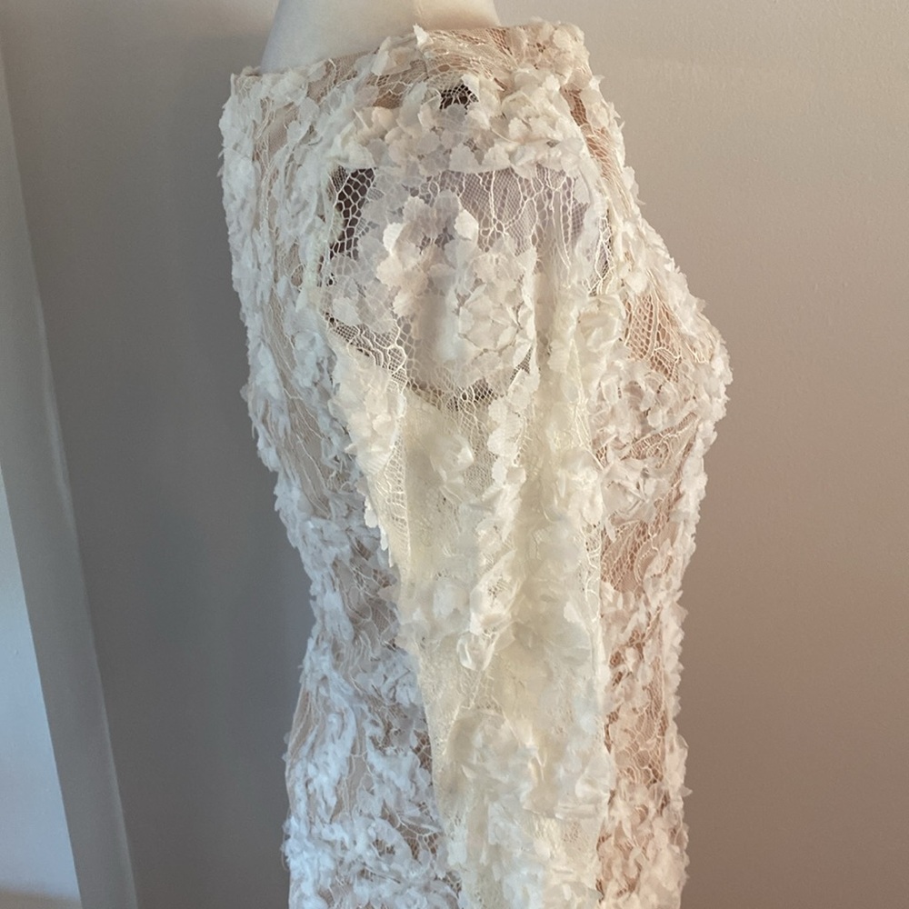 XSCAPE size 4 stunning lace dress tan lining - Picture 5 of 13